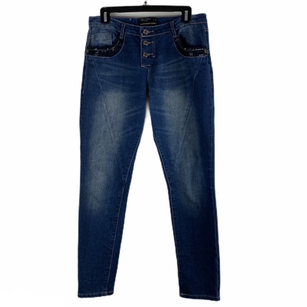 Zac & Zoe Skinny Jeans Distressed Stretch Sequins